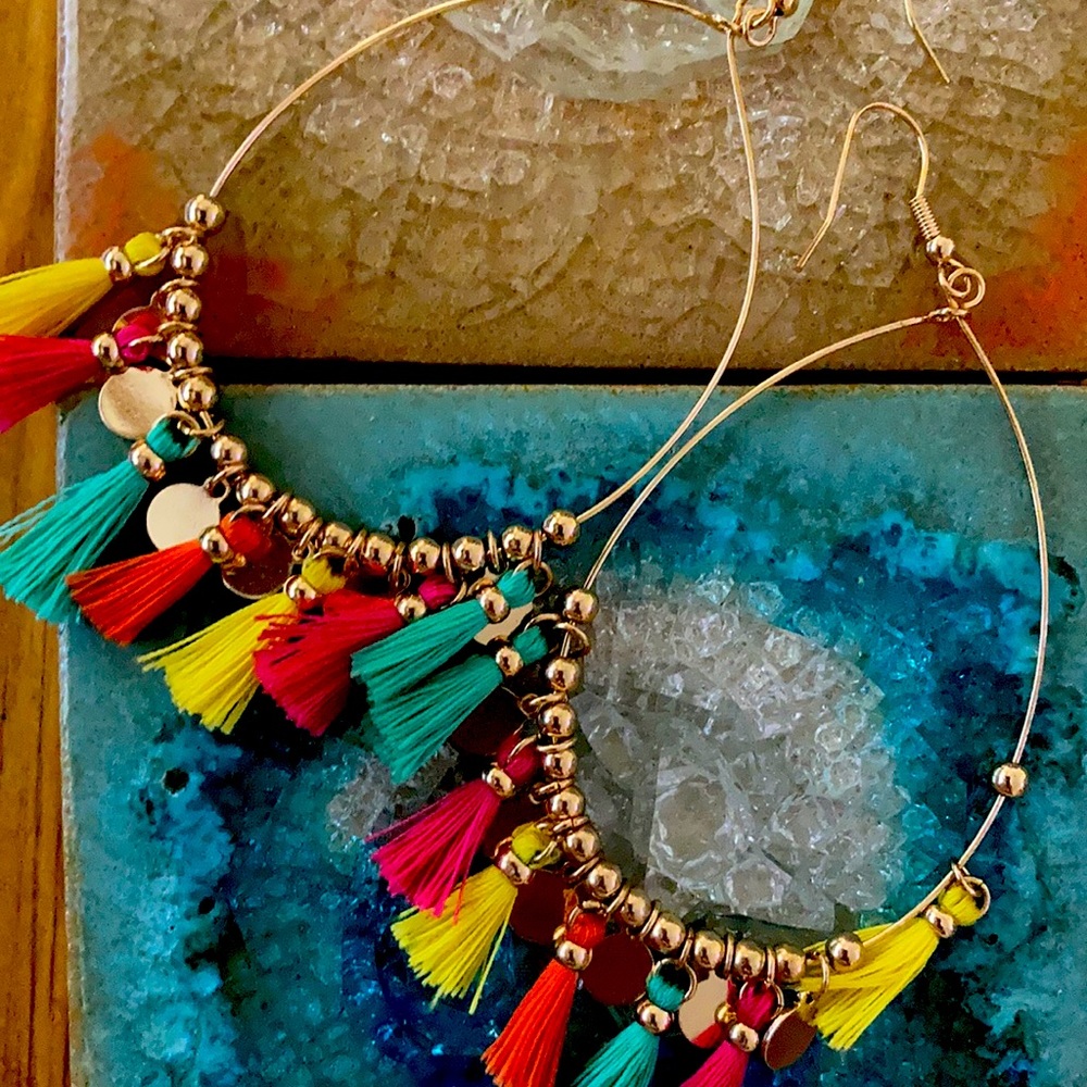 Gold and Tassel Earrings